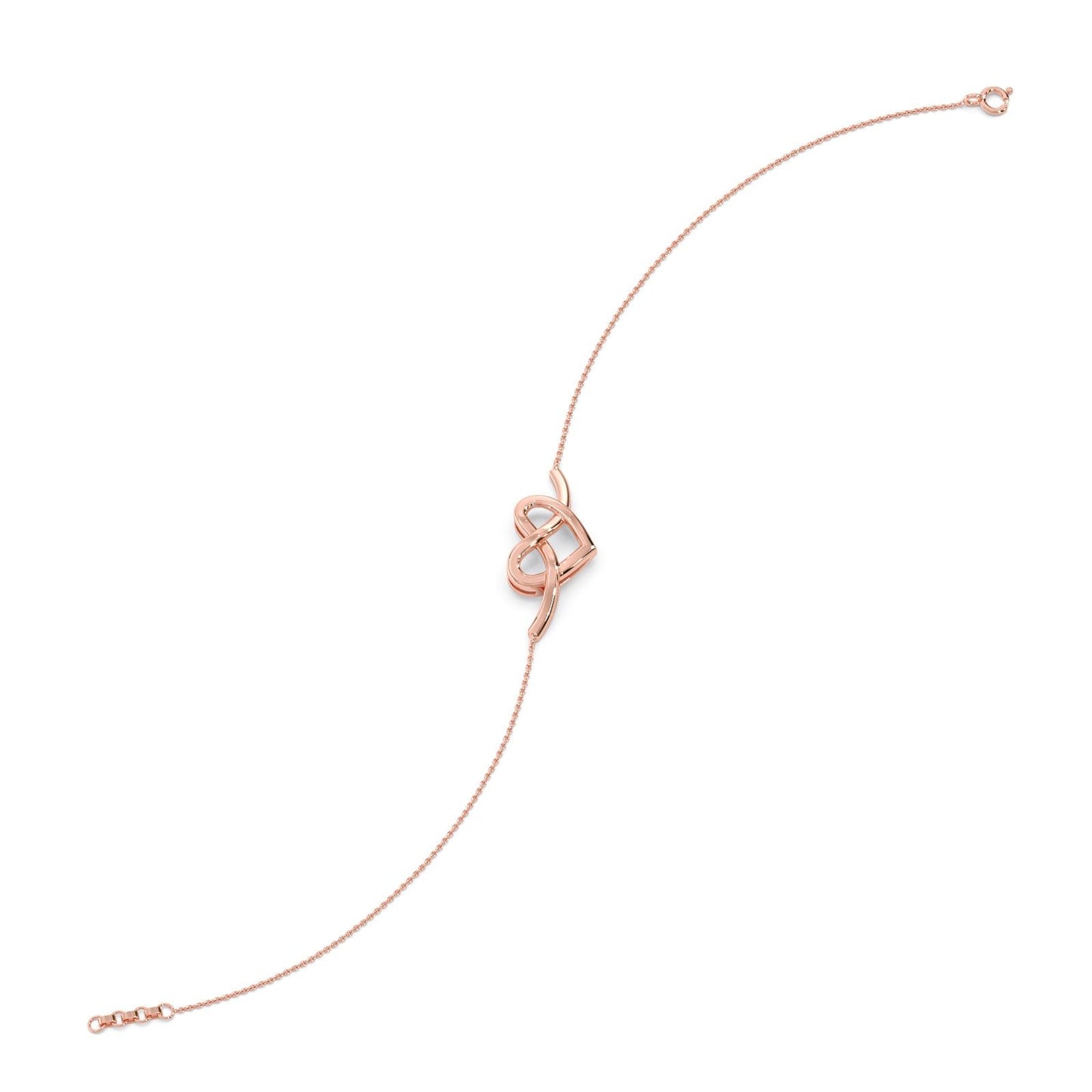 Intertwined Heart Plain Gold Chain Bracelet