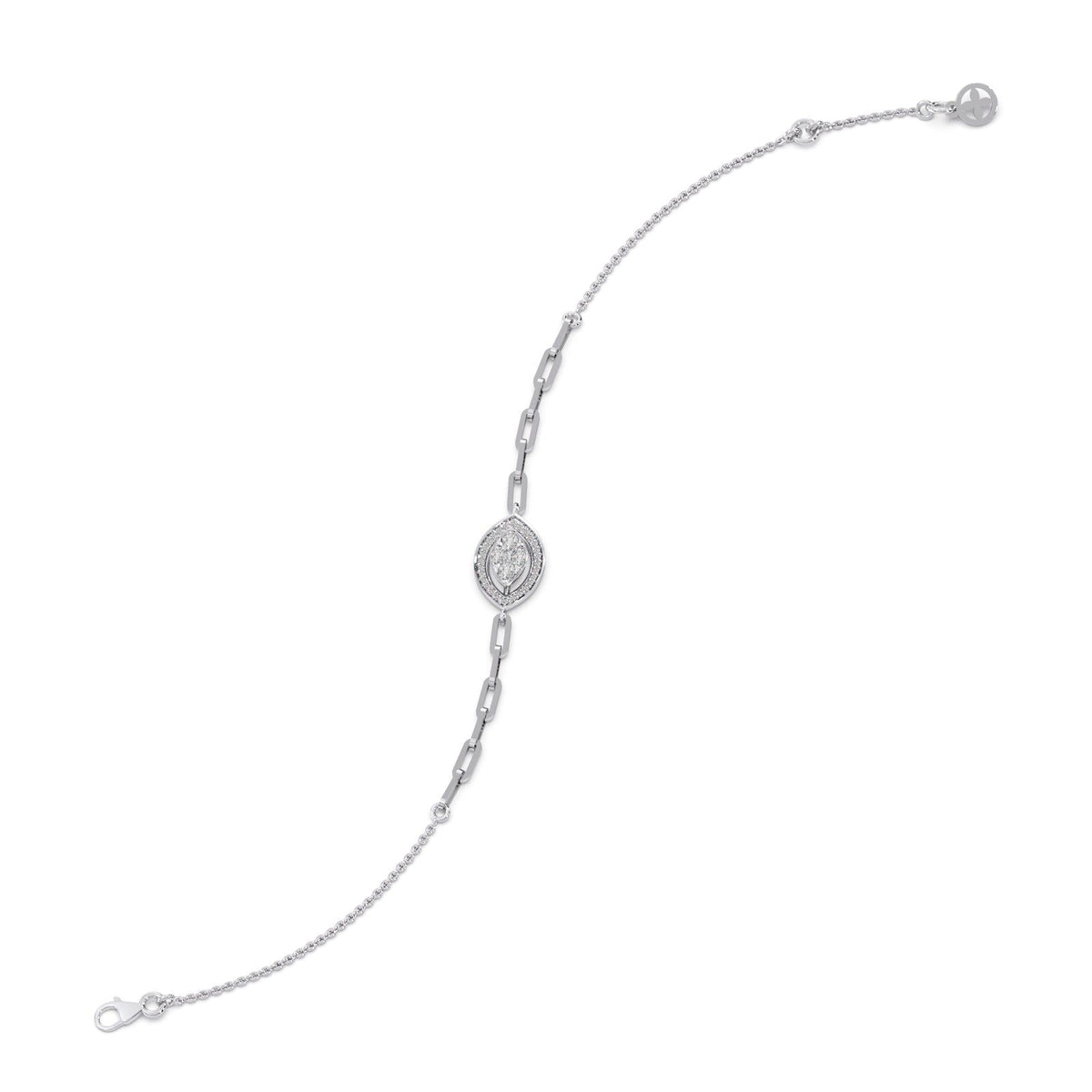Cathedral Halo Marquise Chain Bracelet