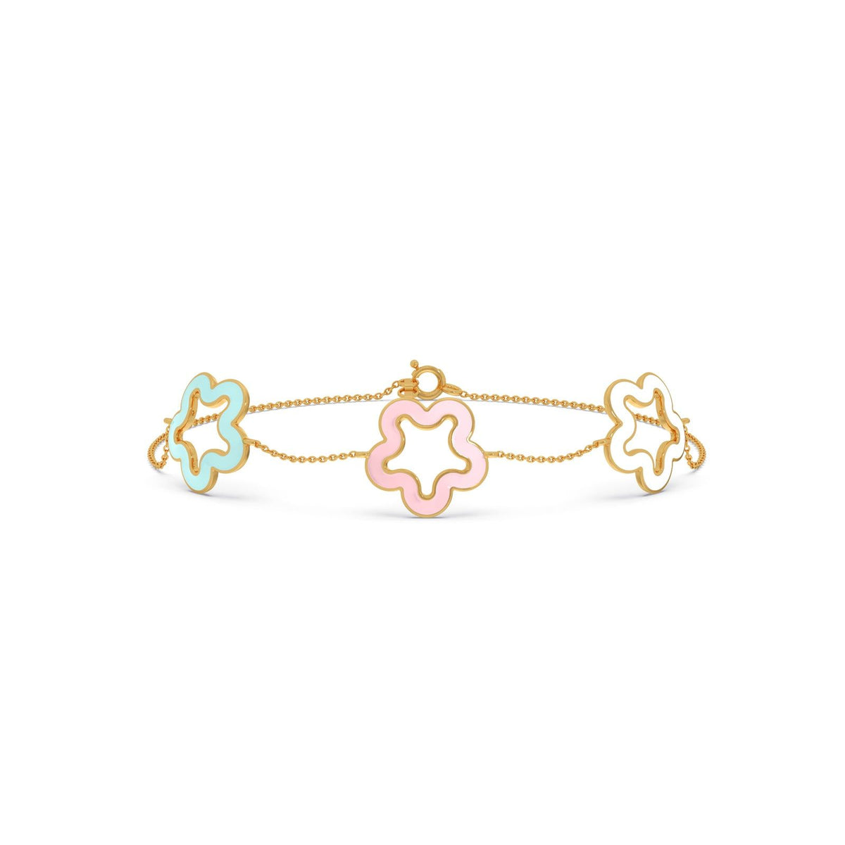Pastel Floral Plain Gold Chain Bracelet