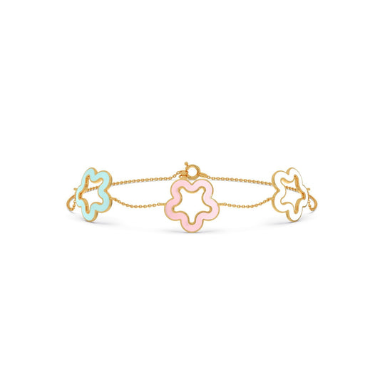 Pastel Floral Plain Gold Chain Bracelet