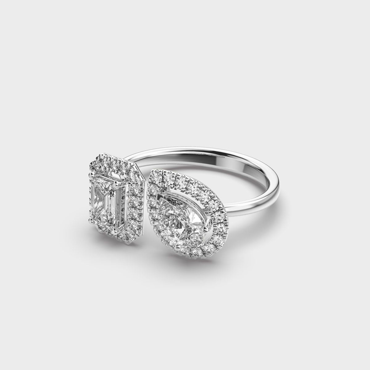 Toi Et Moi Halo Diamond Ring - View 14