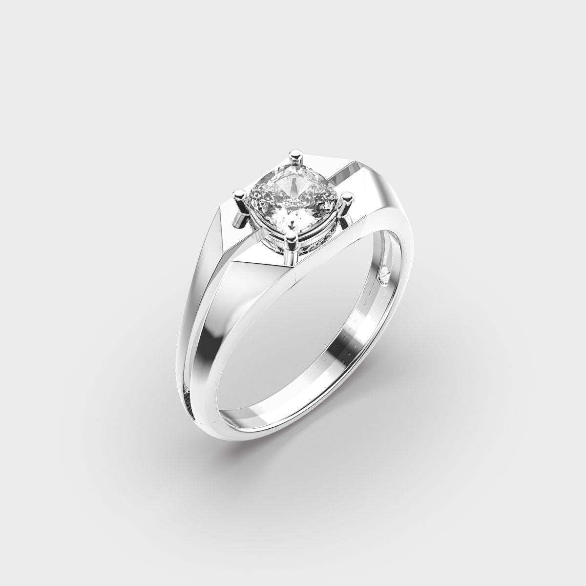 Dual Tone Geometric Round Diamond Ring For Men - View 9
