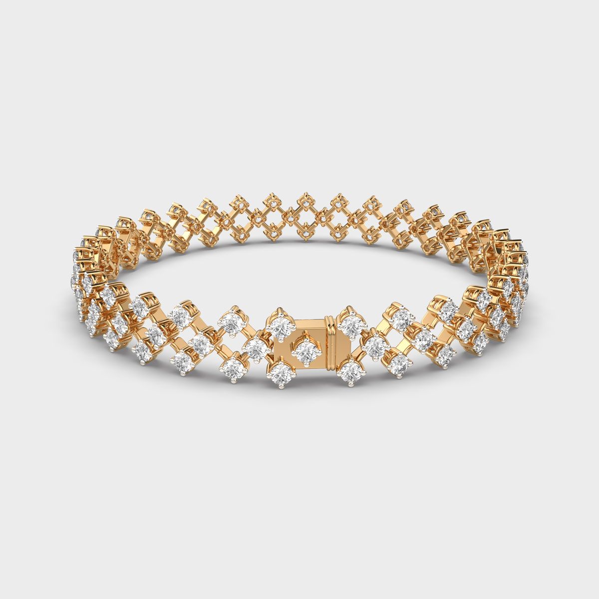 Clustered Diamond Mesh Wide Bracelet