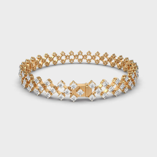 Clustered Diamond Mesh Wide Bracelet