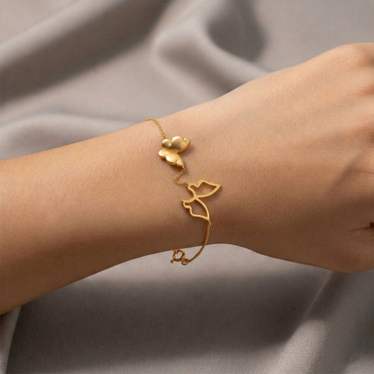 Butterfly Plain Gold Chain Bracelet