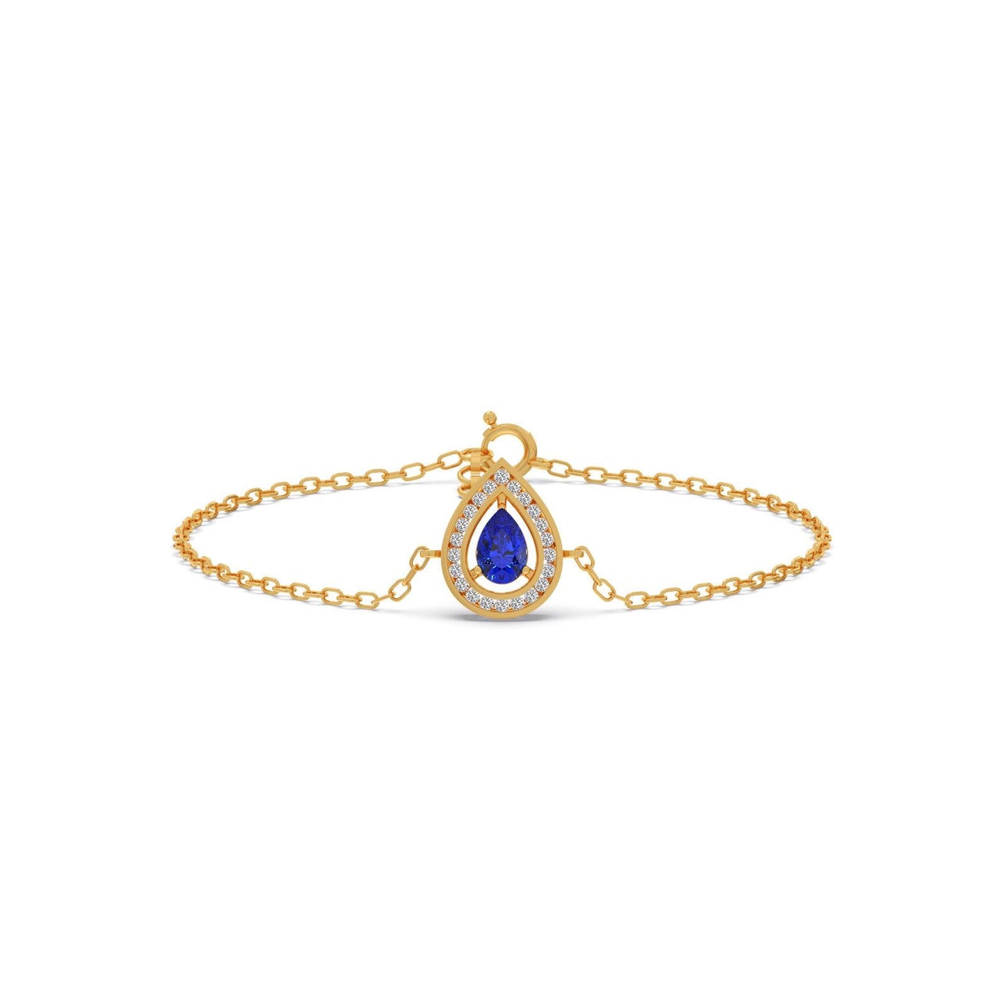 Blue Teardrop Halo Diamond Bracelet