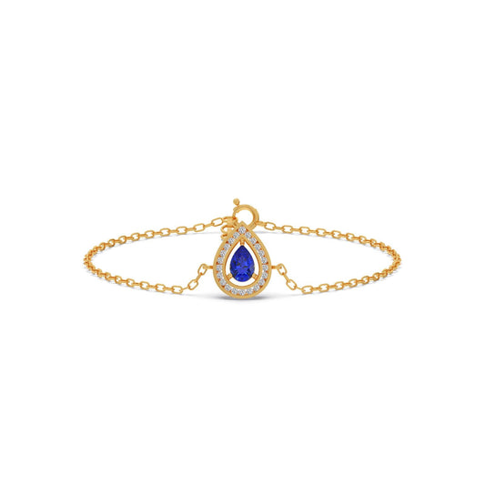 Blue Teardrop Halo Diamond Bracelet