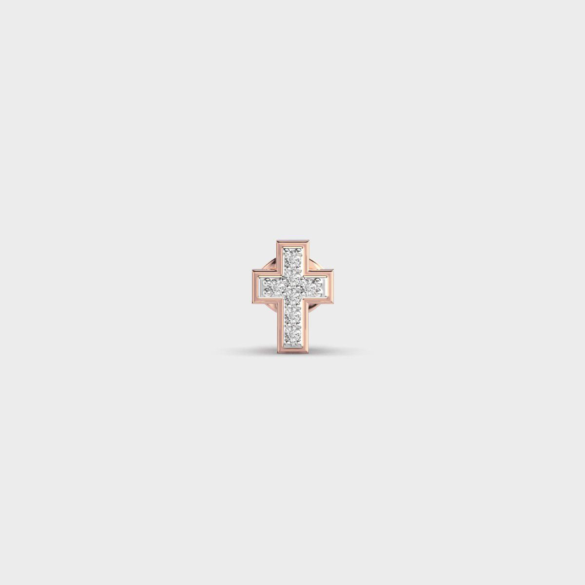 Radiant Cross Encrusted Diamond Stud For Men