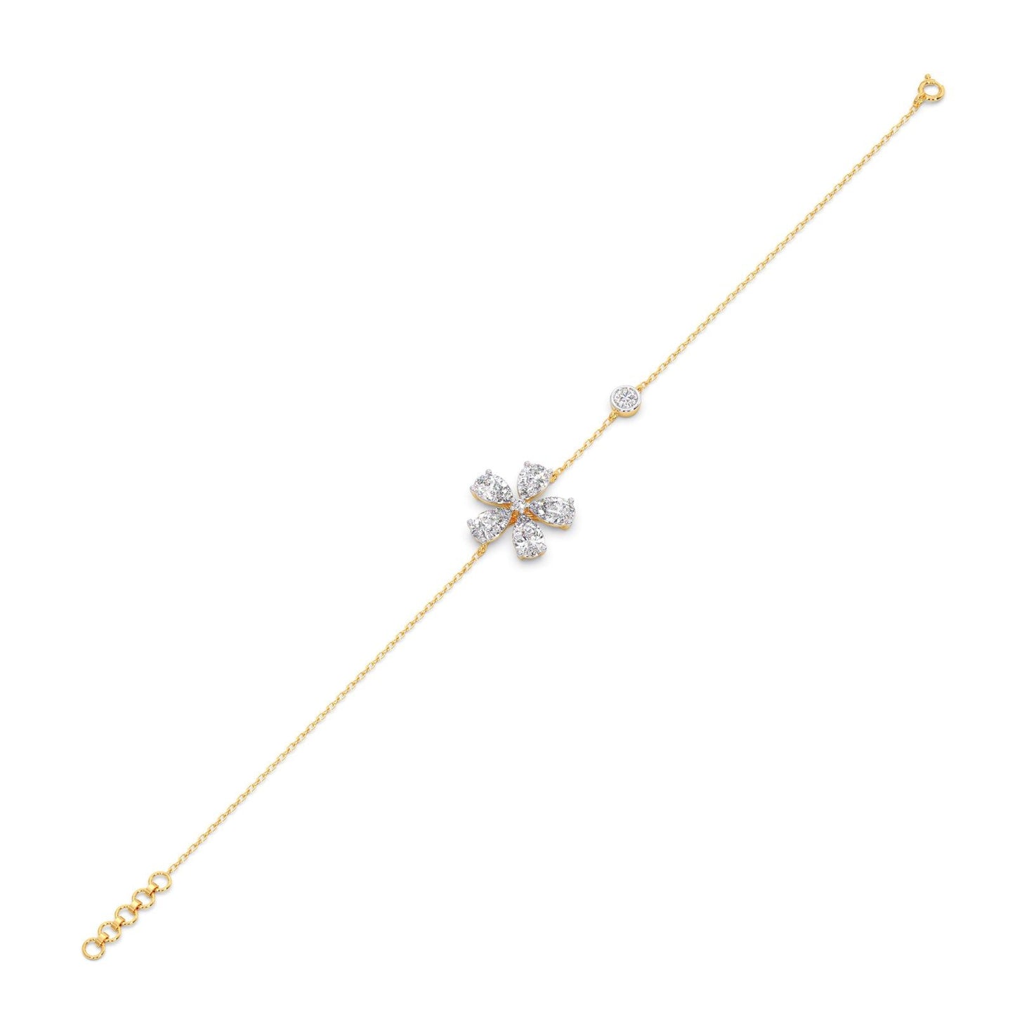 Delicate Floral Round Diamond Bracelet