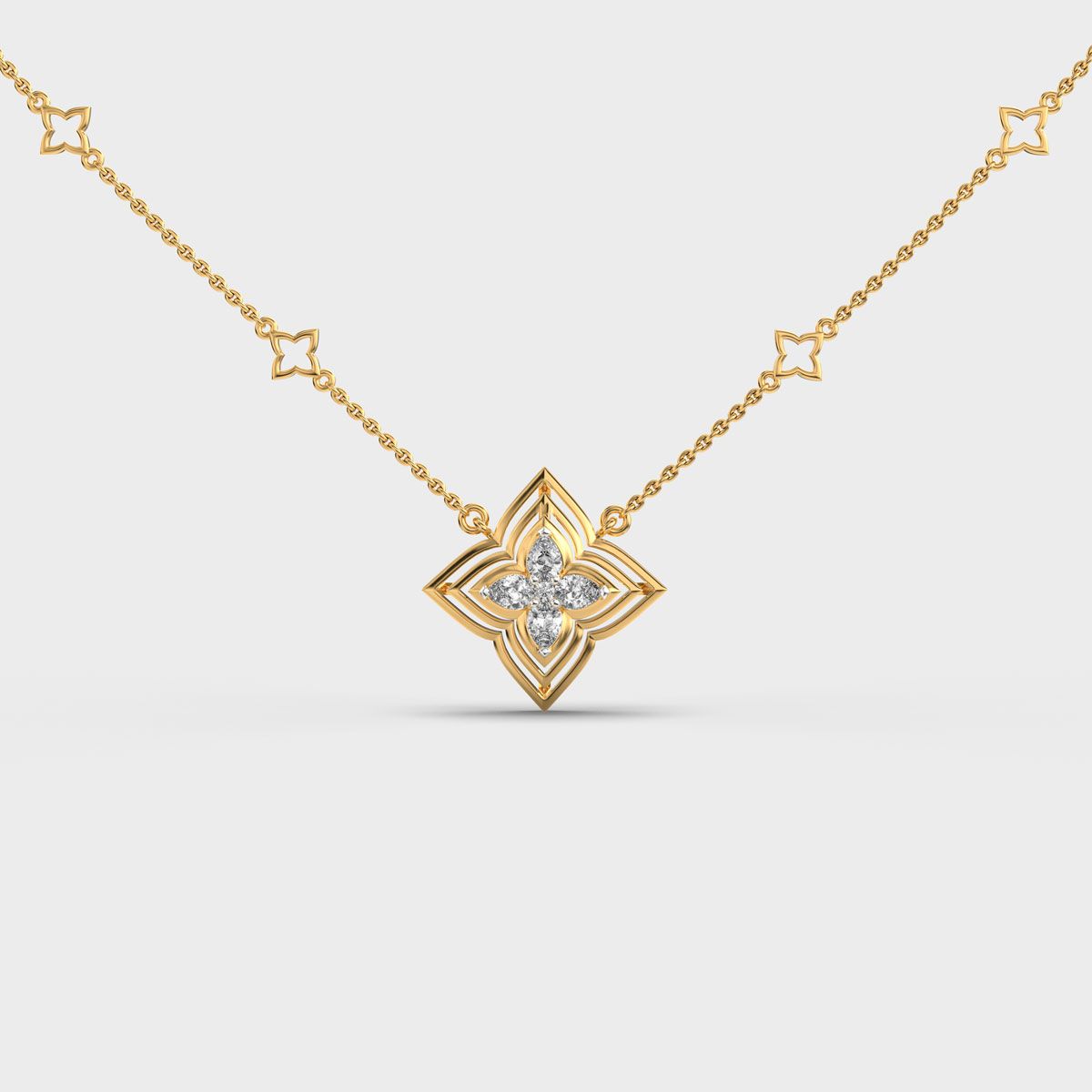 Dainty Flower Mesh Star Diamond Necklace