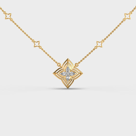 Dainty Flower Mesh Star Diamond Necklace
