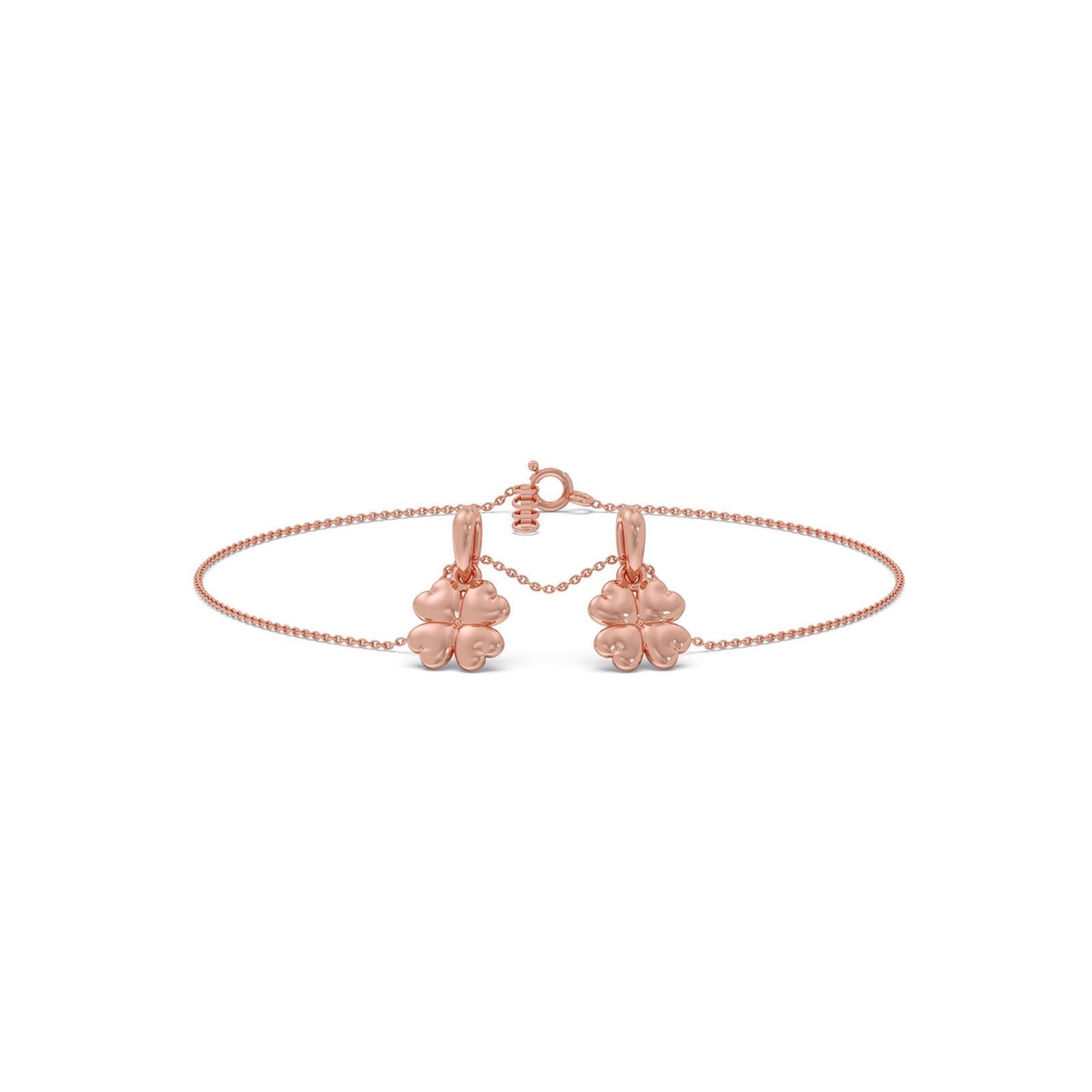 Floral Charms Plain Gold Chain Bracelet