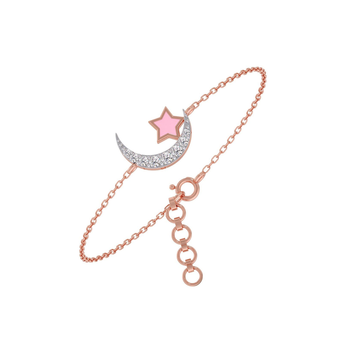 Pink Stardust Moon Diamond Kids Bracelet