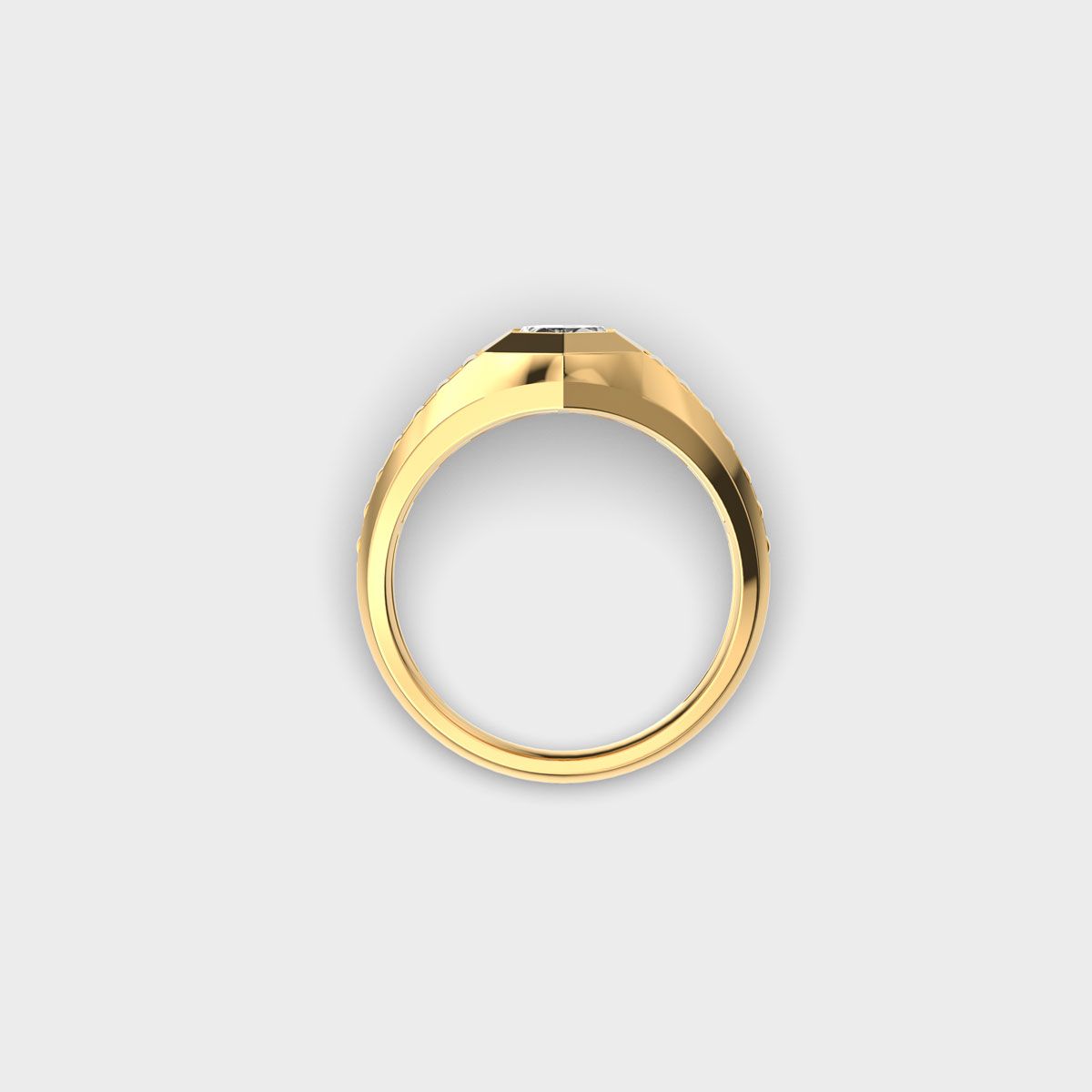 Hexagon Signet Diamond Ring For Men - View 13