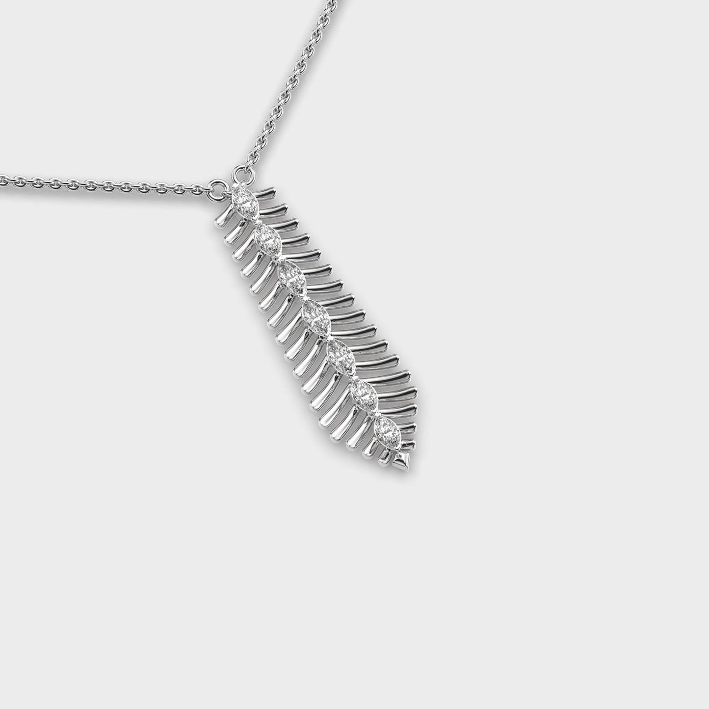 Elongated Fern Diamond Necklace