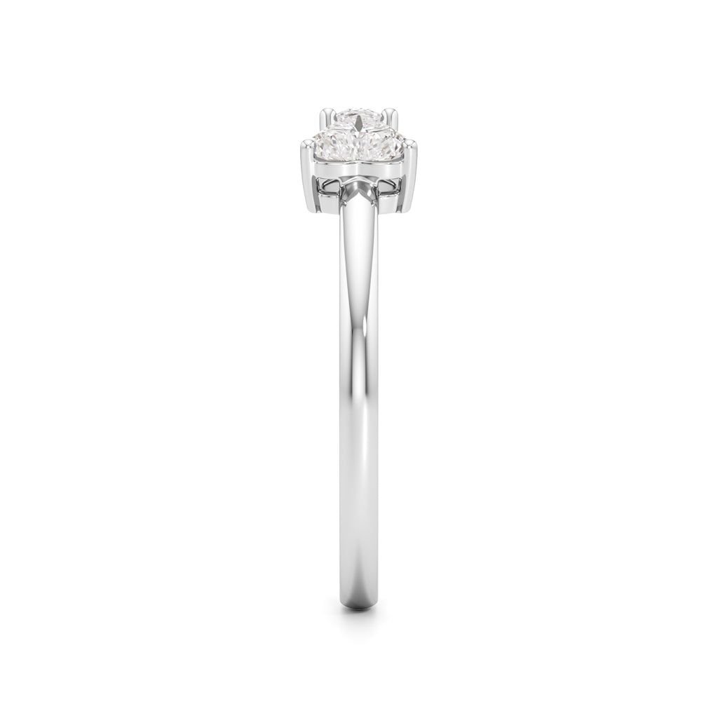 Heart and Pear Diamond Open Ring
