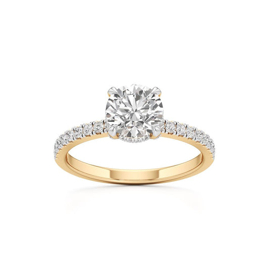 Round Solitaire with Double EncTitlerusted Ring