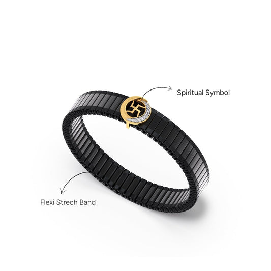 Swastika Wheel Diamond Men's Bracelet