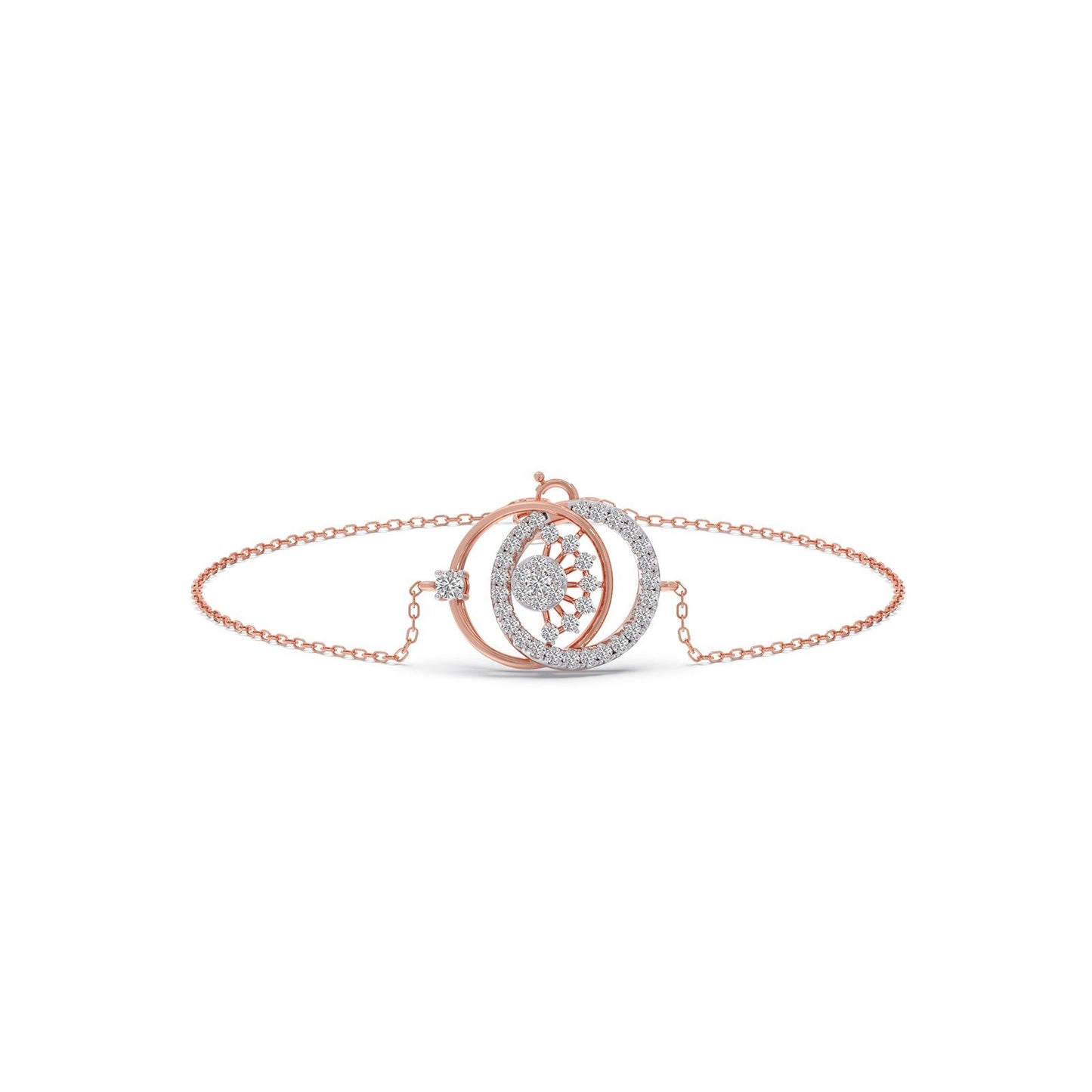 Twin Circle Inter Looped Diamond Bracelet