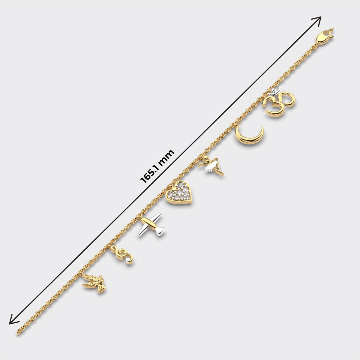 Personalised Mixed Diamond Charm Bracelet