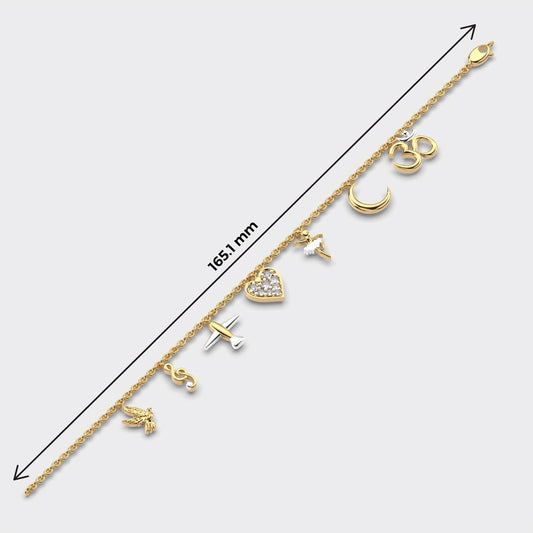 Personalised Mixed Diamond Charm Bracelet
