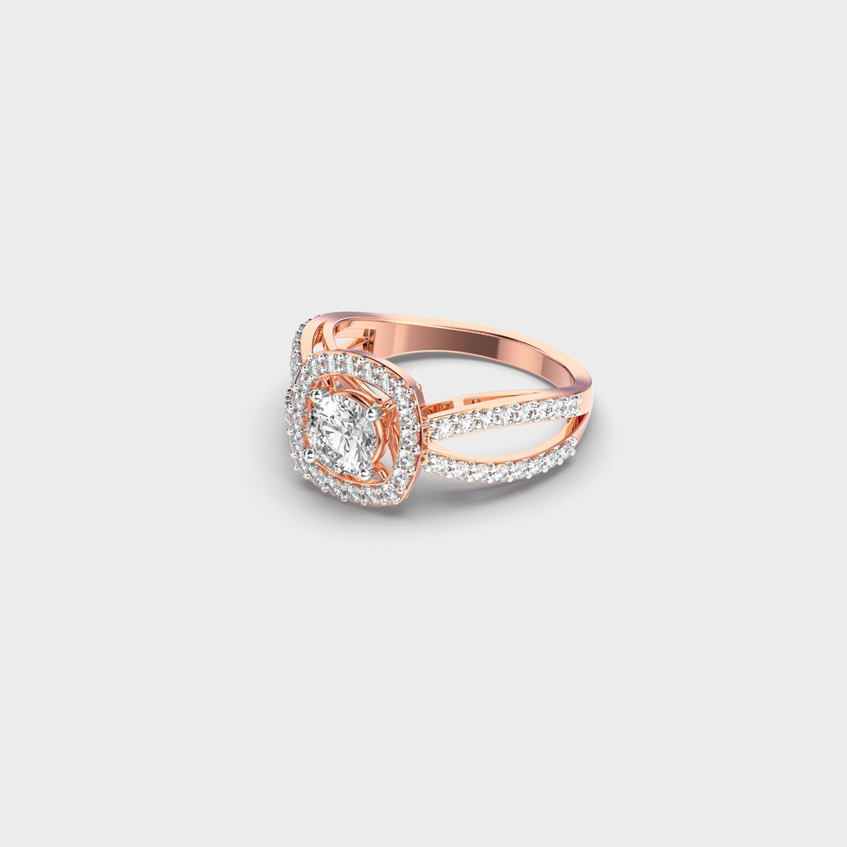 Brilliant Cut Diamond Halo Band Ring - View 8