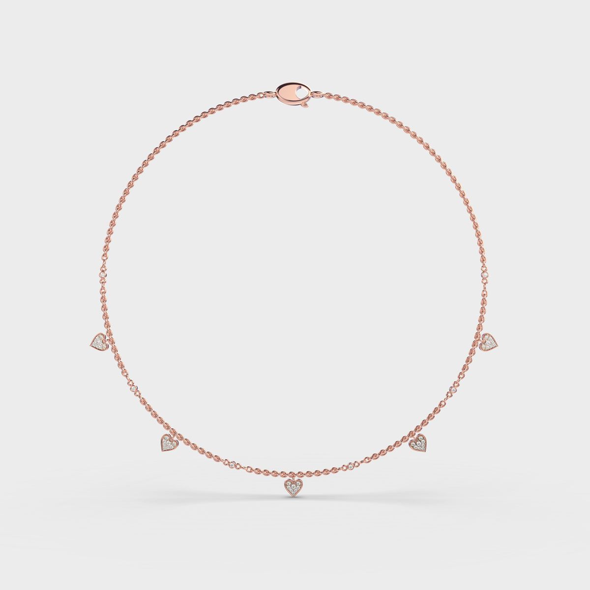 Dainty Hearts Charm Diamond Necklace