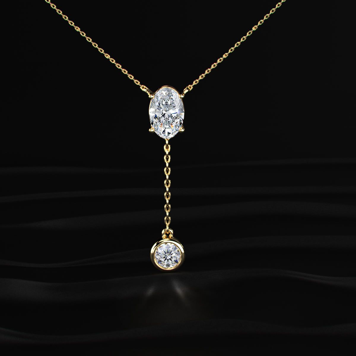 Dual Drop Diamond Y Shaped Necklace