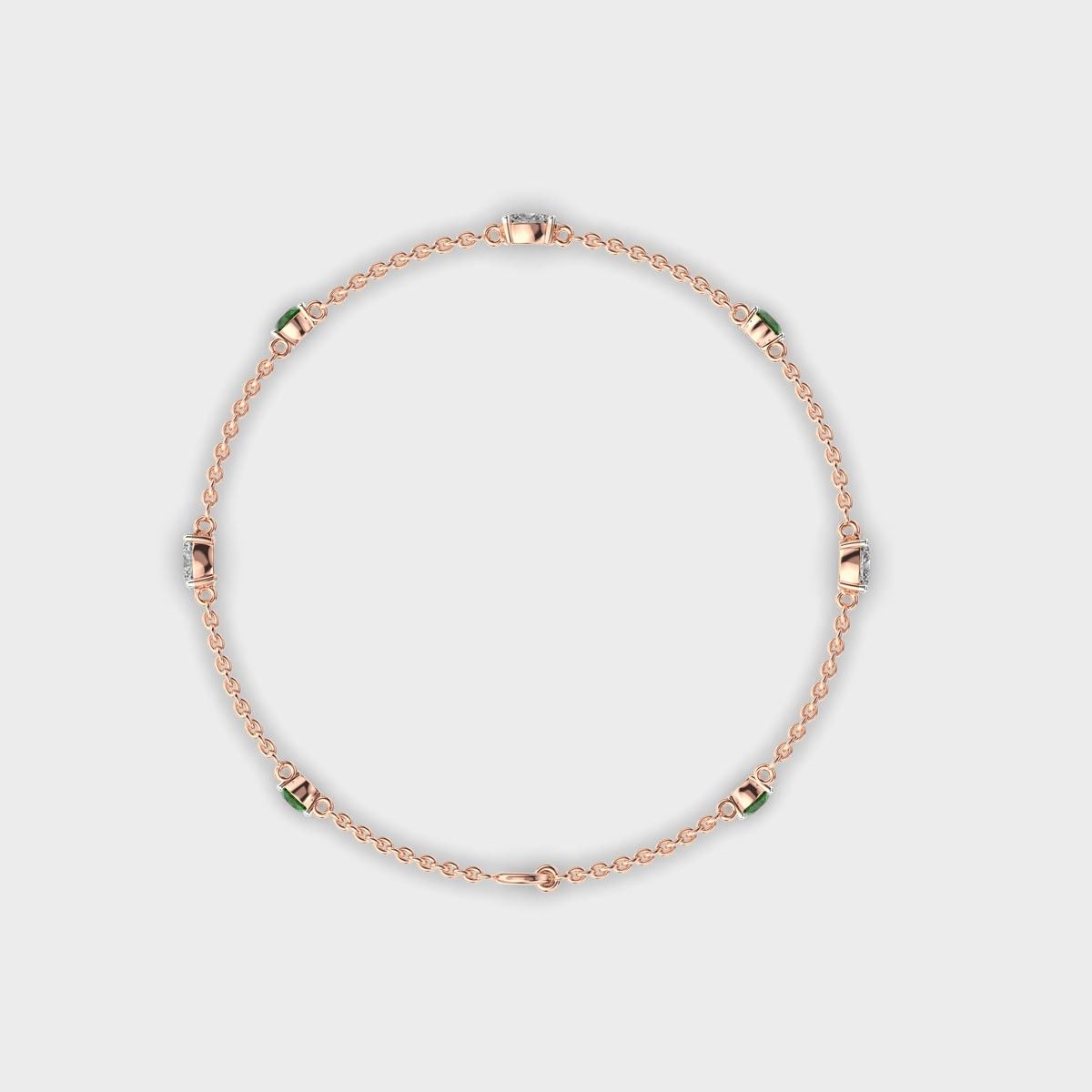 Minimal Artemis Green Dot Stone Diamond Bracelet