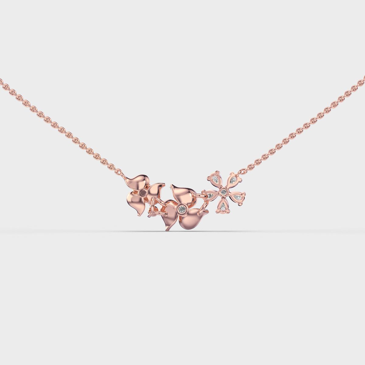 Tres Flowers and Petals Diamond Necklace