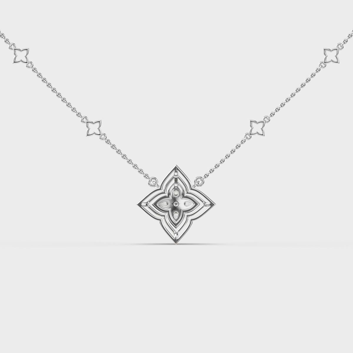 Dainty Flower Mesh Star Diamond Necklace