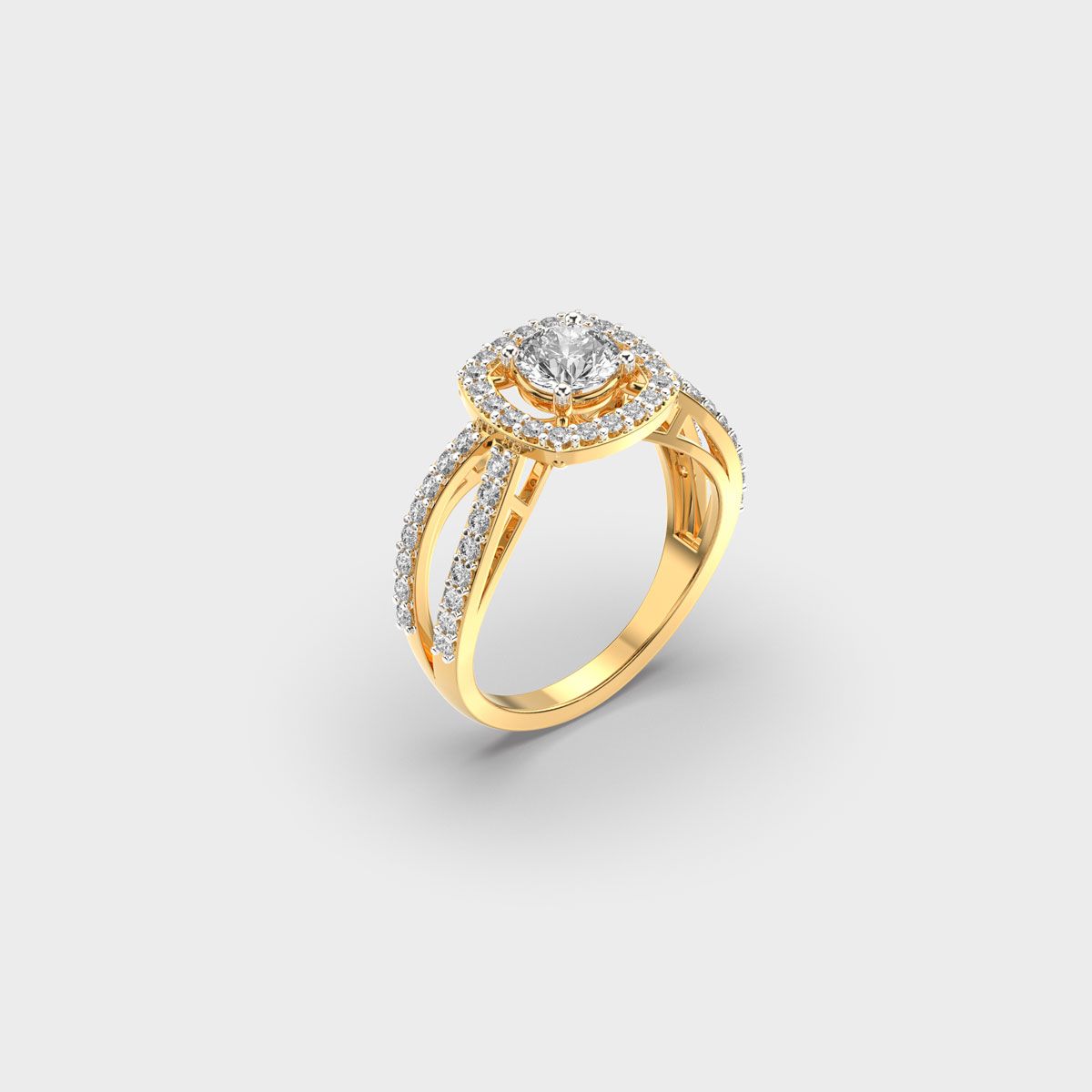 Brilliant Cut Diamond Halo Band Ring - View 3