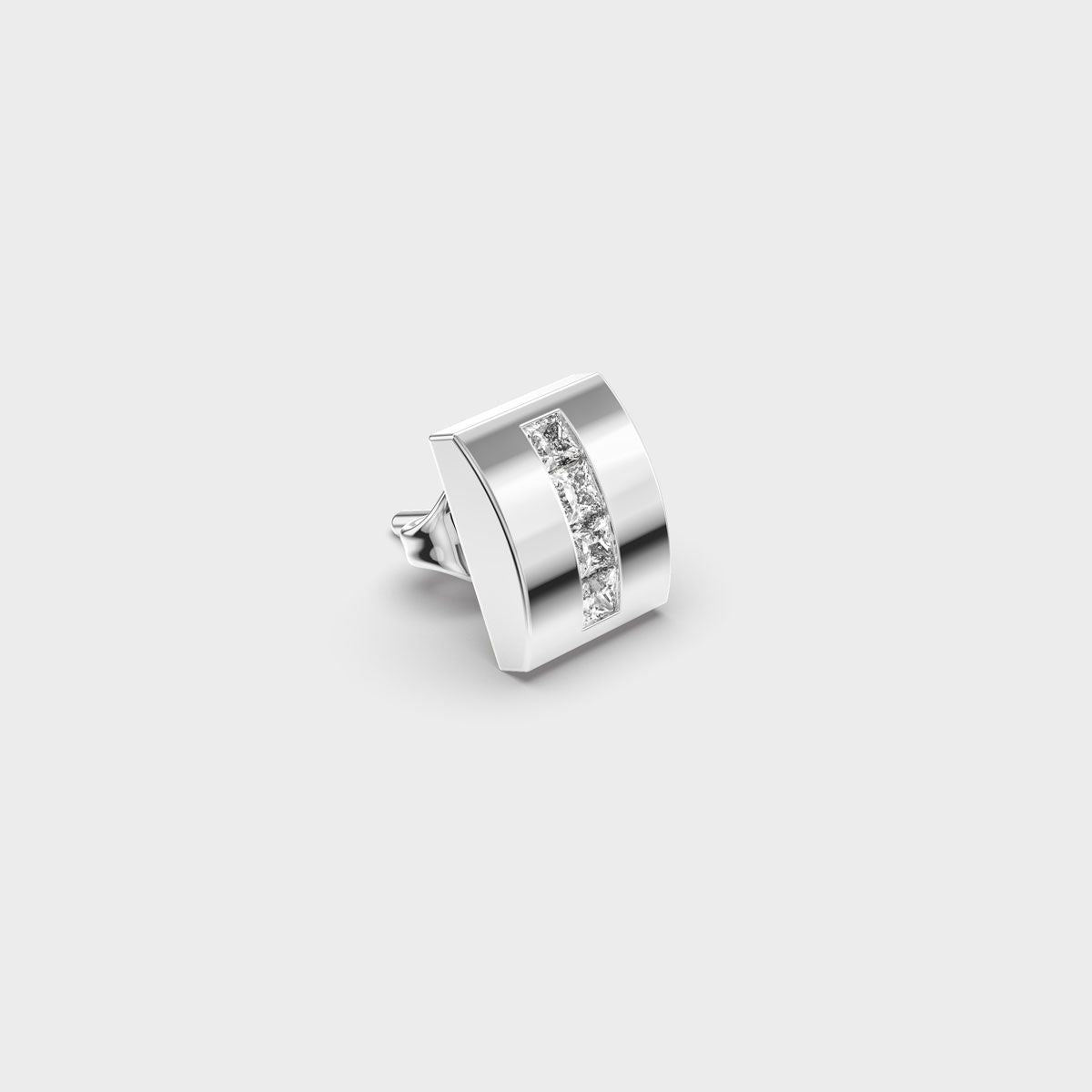 Diamond Drift Stud with Clustered Strip