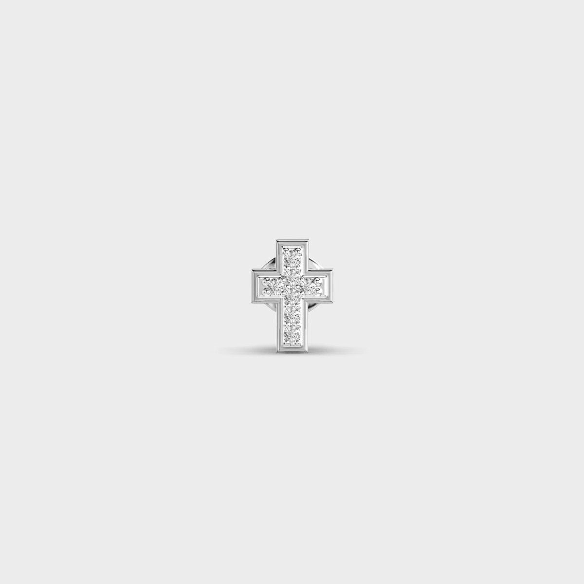 Radiant Cross Encrusted Diamond Stud For Men