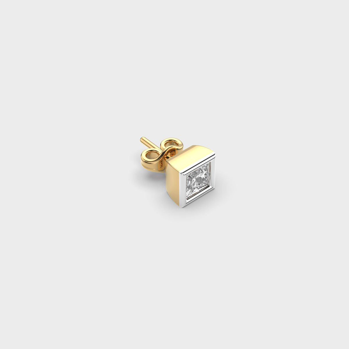 Square Rimmed Regal Diamond Stud For Men