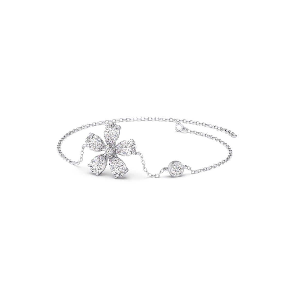 Delicate Floral Round Diamond Bracelet