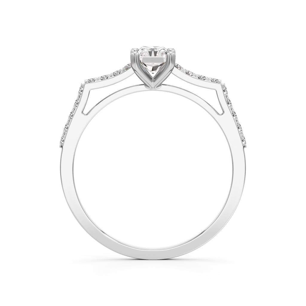 Radiant Cut Solitaire Pave Ring