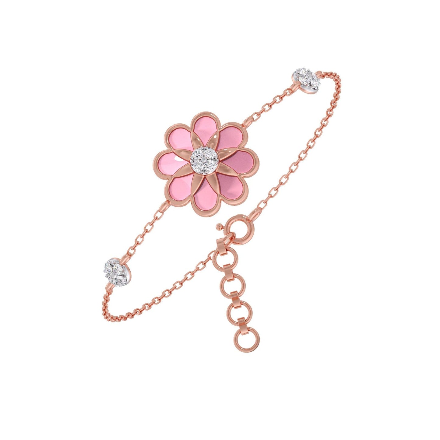 Pink Petal Bloom Diamond Kids Bracelet