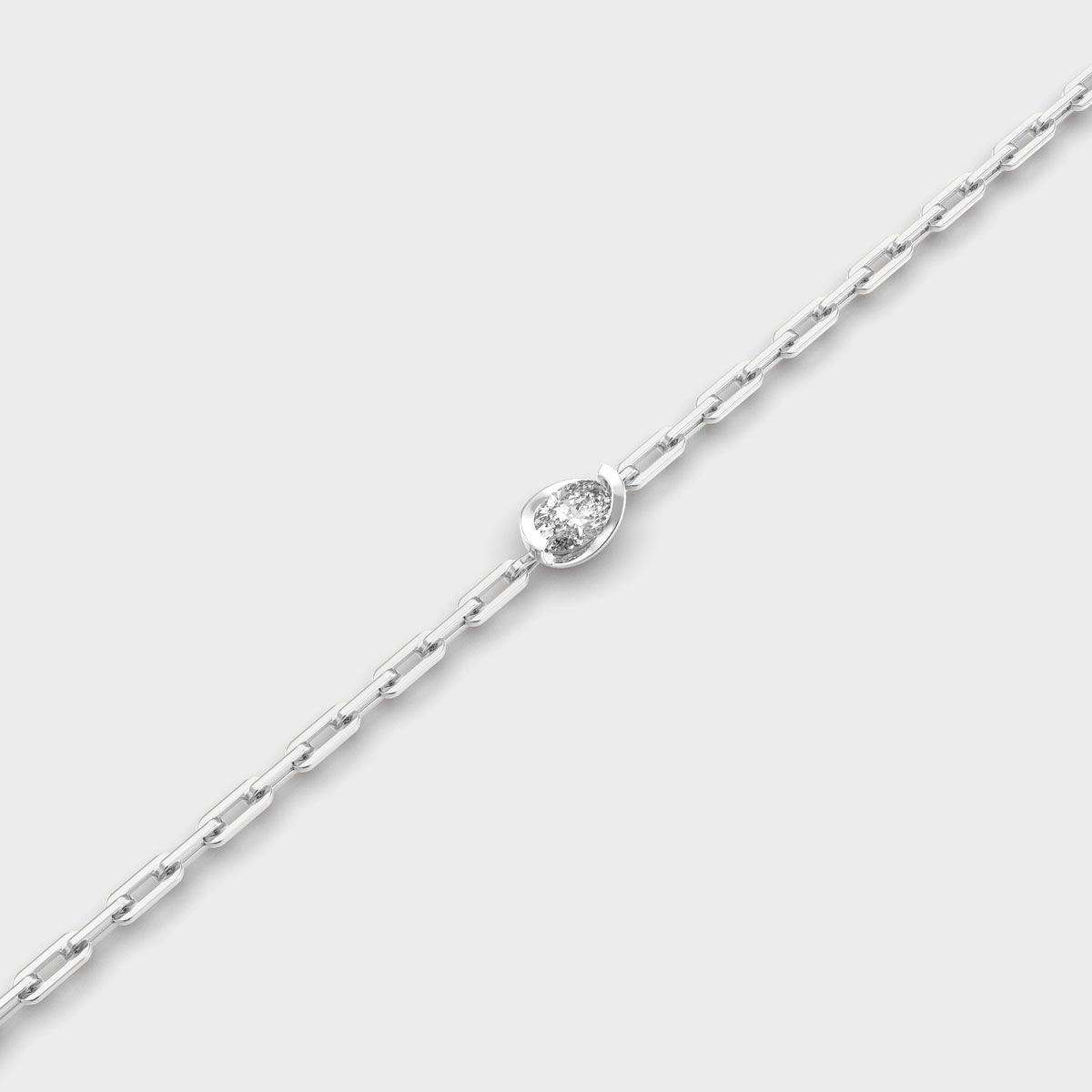 Bezel Oval Link Diamond Bracelet