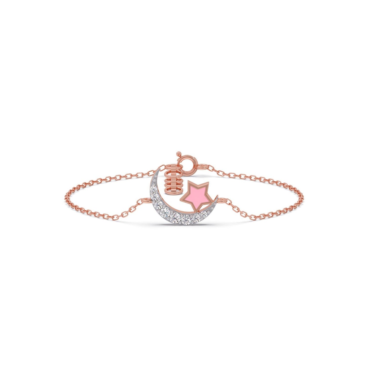 Pink Stardust Moon Diamond Kids Bracelet