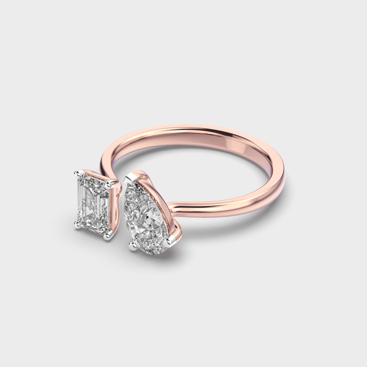 Toi Et Moi Emerald & Pear Diamond Ring - View 12