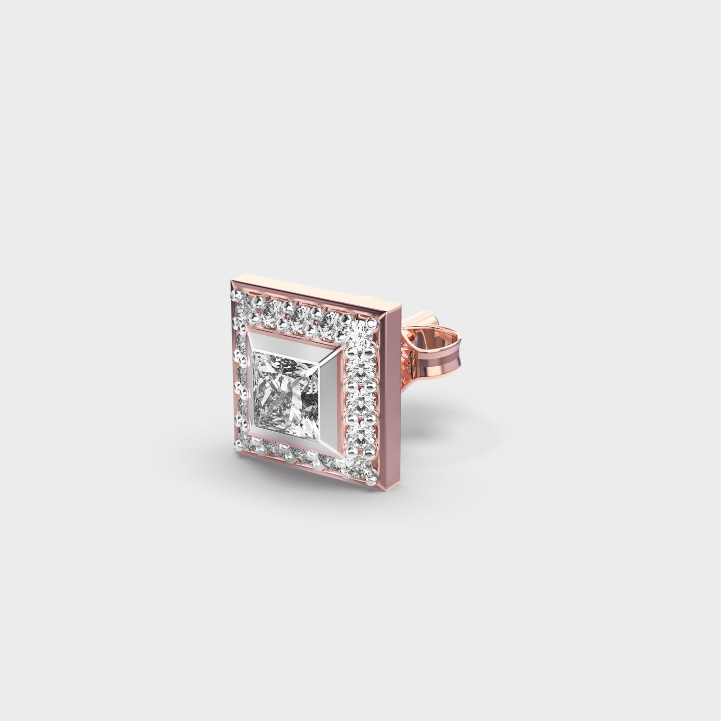 Classic Square Men Princess Diamond Stud