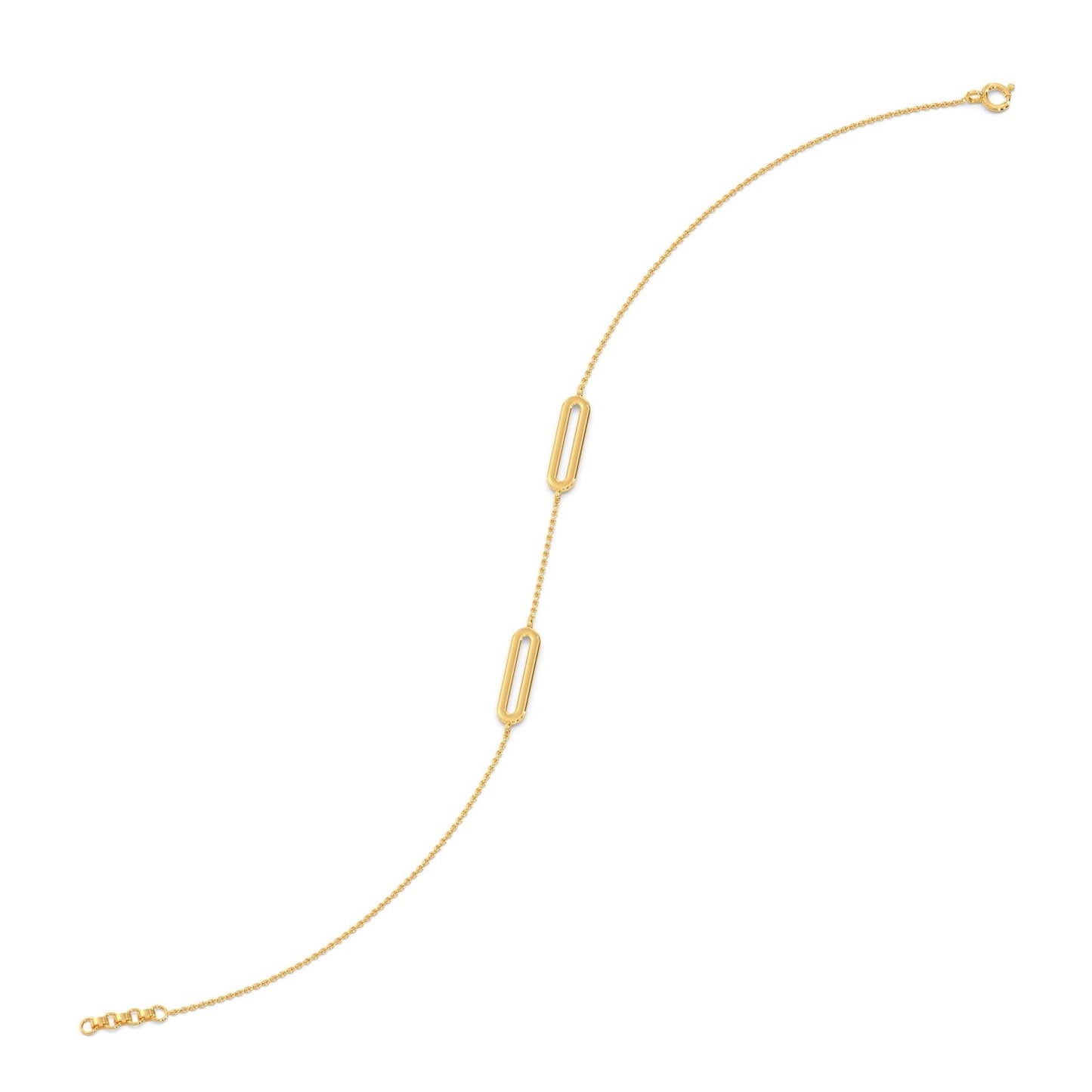Trombone Link Plain Gold Chain Bracelet