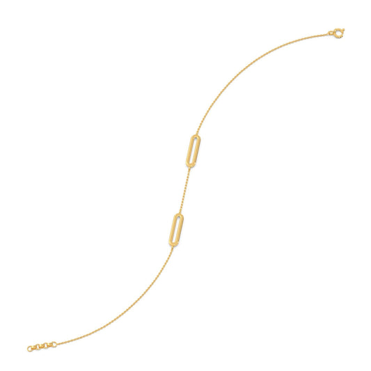 Trombone Link Plain Gold Chain Bracelet