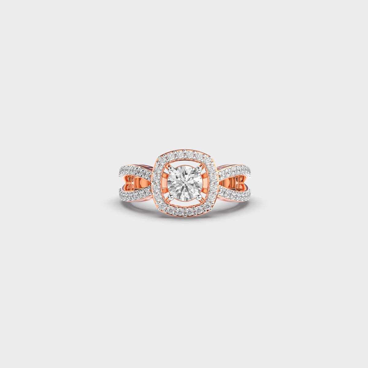 Brilliant Cut Diamond Halo Band Ring - View 7