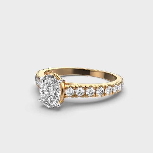 40 Cent Oval Solitaire with Diamond Band Ring - View 3