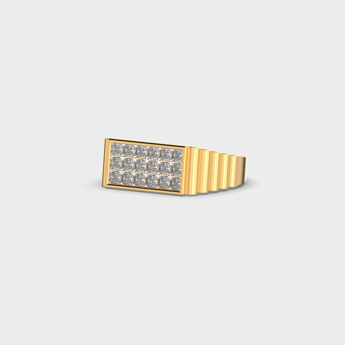 Princess Cut Grid Signet Diamond Ring For Men - View 11