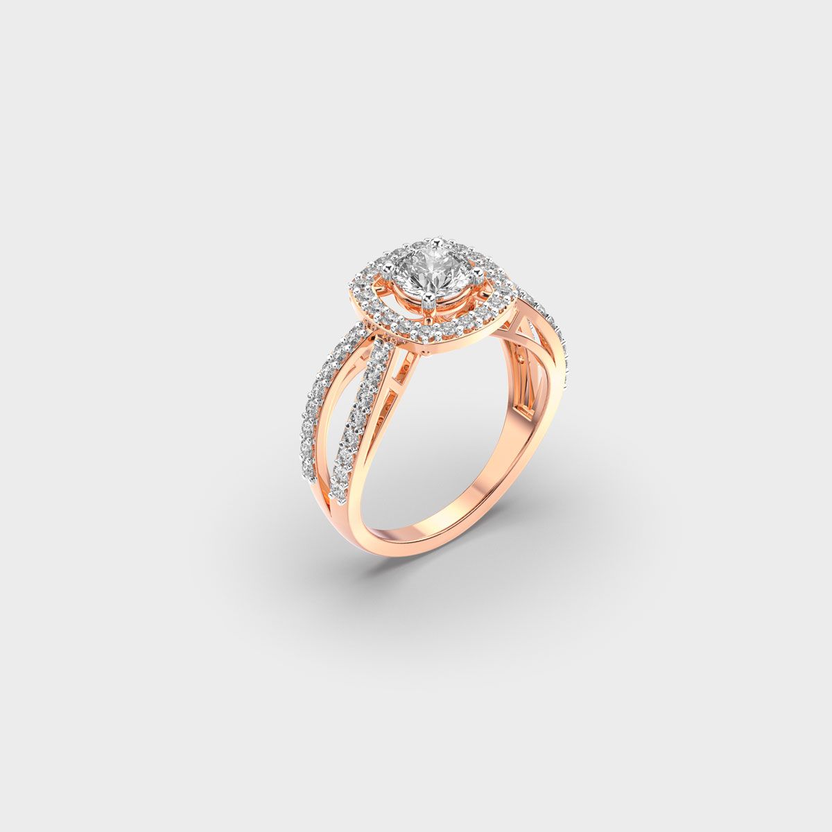 Brilliant Cut Diamond Halo Band Ring - View 9