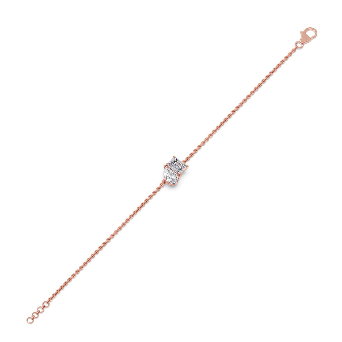 Pear & Emerald Cut Diamond Delicate Chain Bracelet