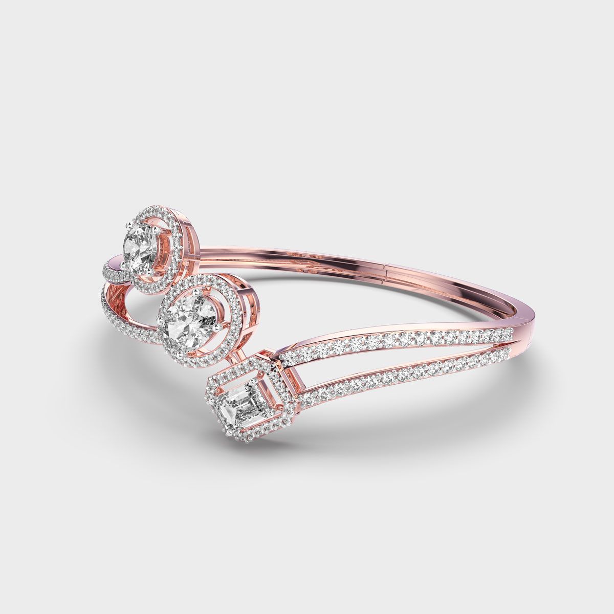 Three Pretty Curve Diamond Bracelet